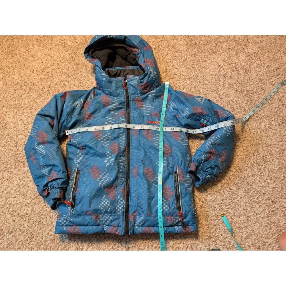Kamik Boys Blue Geometric Hooded Ski Jacket Heavyweight Winter Coat Size 6